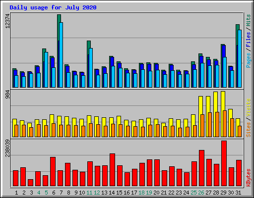 Daily usage for July 2020