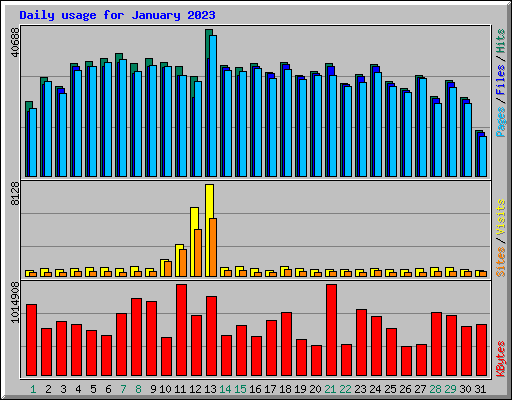 Daily usage for January 2023