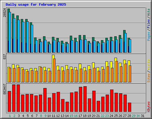 Daily usage for February 2025