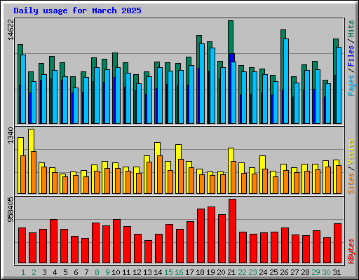 Daily usage for March 2025